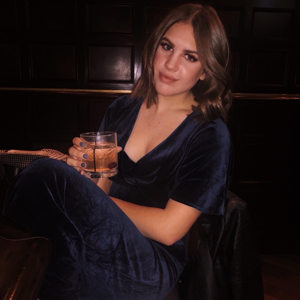 Anthropologie Blue Velvet Jumpsuit